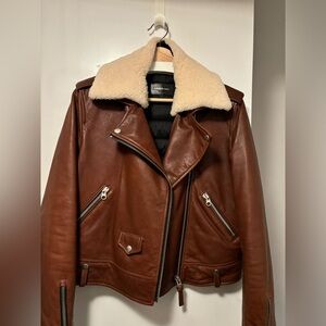 Mackage real leather jacket real sheepskin detachable collar